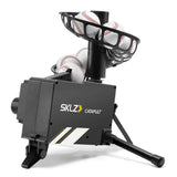 Baseball pitching machine with SKLZ branding on a white background