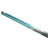 Teal, white and grey hockey stick shaft on a white background