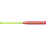 Baseball bat with pink and green design on a black background