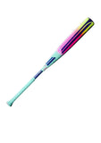 Pink, yellow, teal baseball bat on a white background