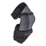 A black and gray protective hockey elbow pad with red trim and white JetSpeed branding, shown on a plain white background.