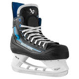 A single Bauer X-LP1 ice skate boot in black, blue, and white, shown from a three-quarters angle on a solid white background.