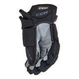 A single CCM hockey glove in black and gray, shown from the back on a plain white background.