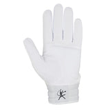 White glove with a black logo on a white background