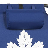 Blue Pillow with white partial leaf logo on white background