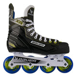 Hockey skate with black and white design on a white background