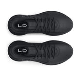 Black athletic shoes with 'LD' logo on a white background