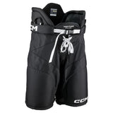 Black CCM hockey pants with white logo details, shown against a plain white background.
