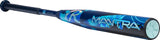 A Rawlings Mavtra baseball bat with a blue and black flame-patterned barrel, featuring the 'Mavtra' name and a stylized 'R' logo, shown against a plain white background.