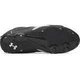 Black cleat with Under Armour logo on a white background