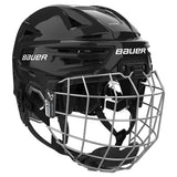 Black Bauer helmet and mask on a white background