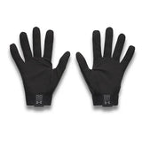 Pair of black gloves with brand logo on a white background