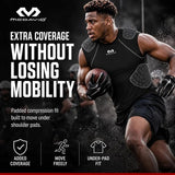 A man in a black Medavid athletic compression sleeve and matching shorts runs while holding a football, with large marketing text on the left and feature icons at the bottom. The image is promotional and not a clean standalone product shot.