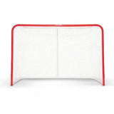 Red and white hockey goal on a white background