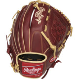 Brown baseball glove with Rawlings logo on a white background
