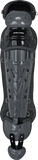 Black and dark gray catcher's leg guards shown from the front on a plain white background.