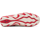 Red and white athletic shoe with Under Armour logo on a white background