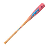 Baseball bat with pink and blue design on a white background