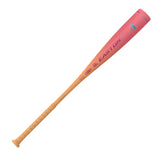 An Easton softball bat with a pink and orange color-blocked design, shown diagonally on a solid white background.