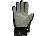 Gray glove with black accents on a white background