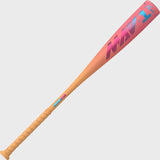 Baseball bat with pink and orange design on a light gray background