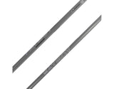 Two gray golf club shafts with branding on a white background
