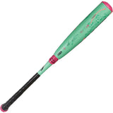 Green and pink baseball bat on a white background
