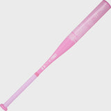 A pink plastic baseball bat shown diagonally against a light gray background.