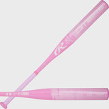 A pink Rawlings baseball bat shown from two angles, one angled diagonally and one horizontal, on a light gray background.