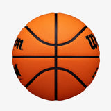 Orange basketball with black lines on a white background