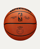 Basketball with NBA and Wilson branding on a white background