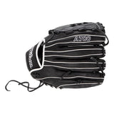A black Wilson baseball glove with white piping and white lettering, including the model name 'A700' on the back, shown on a plain white background.