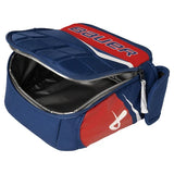 Blue ,red, white Bauer bag on a white background