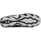 Black and white sneaker with Under Armour logo on a white background