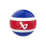 red, blue and white colored mini stick ball on a white background