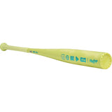 Yellow baseball bat with branding on a white background