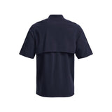 Navy blue polo shirt on a white background