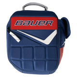 Blue ,red, white Bauer bag on a white background