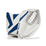 White and blue hockey goalie blocker with TALITM branding on a white background