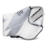 White and gray goalie glove with brand logo on a white background