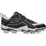 Black and white athletic shoe on a white background
