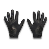 Pair of black gloves with Under Armour logo on a white background