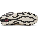 Black and white sneaker with Under Armour logo on a white background