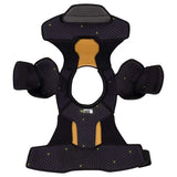 Black and gold protective vest on a white background