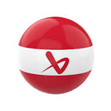 red and white colored mini stick ball on a white background