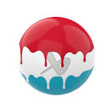 red, white and blue colored mini stick ball on a white background