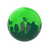 lime green and dark green colored mini stick ball on a white background
