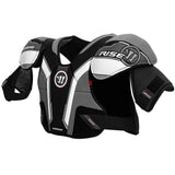 Black and gray shoulder pads with white accents, featuring the RISE and Venum logos, shown on a solid white background.