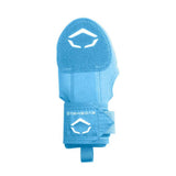 Blue mitt with a logo on a white background