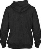 Dark gray hoodie shown from the back on a white background